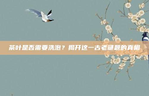 茶叶是否需要洗泡?揭开这一古老谜题的真相