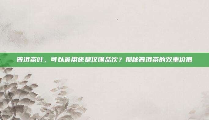 普洱茶叶,可以食用还是仅限品饮?揭秘普洱茶的双重价值