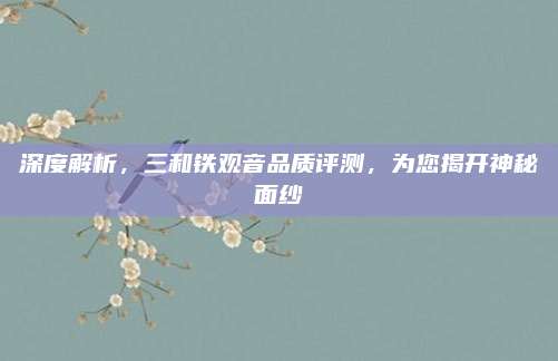深度解析，三和铁观音品质评测，为您揭开神秘面纱