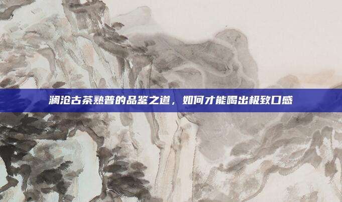 澜沧古茶熟普的品鉴之道，如何才能喝出极致口感
