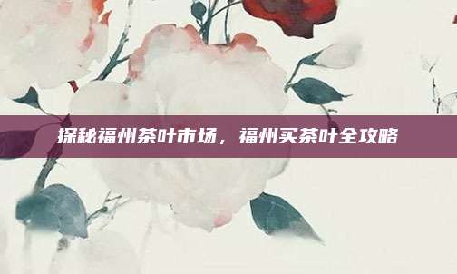 探秘福州茶叶市场,福州买茶叶全攻略