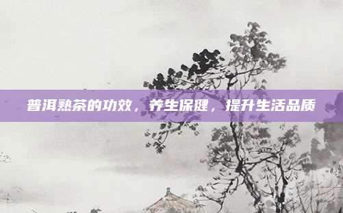 普洱熟茶的功效，养生保健，提升生活品质