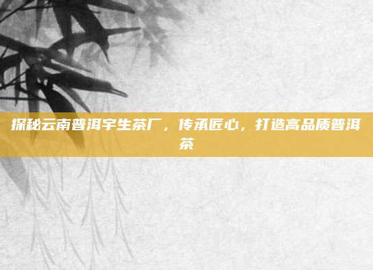 探秘云南普洱宇生茶厂，传承匠心，打造高品质普洱茶