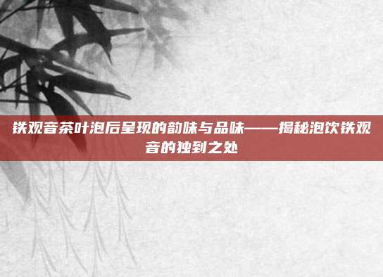 铁观音茶叶泡后呈现的韵味与品味——揭秘泡饮铁观音的独到之处