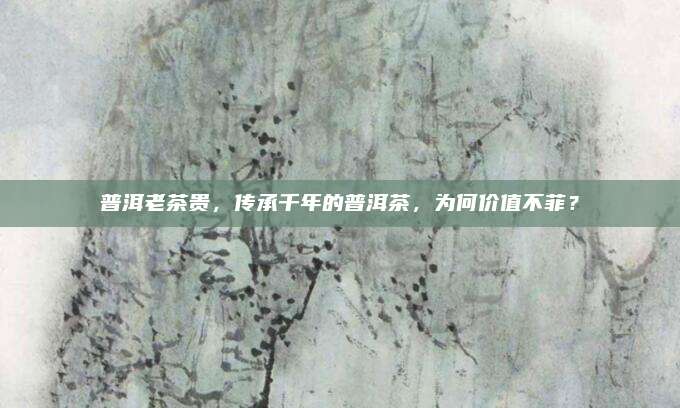 普洱老茶贵，传承千年的普洱茶，为何价值不菲？