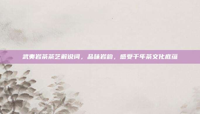 武夷岩茶茶艺解说词,品味岩韵,感受千年茶文化底蕴
