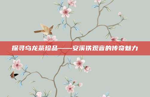 探寻乌龙茶珍品——安溪铁观音的传奇魅力