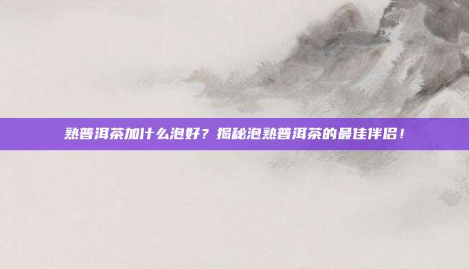 熟普洱茶加什么泡好？揭秘泡熟普洱茶的最佳伴侣！