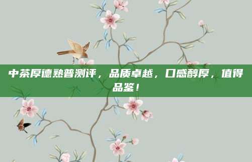 中茶厚德熟普测评，品质卓越，口感醇厚，值得品鉴！