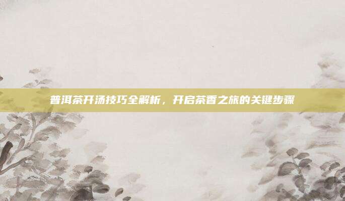 普洱茶开汤技巧全解析，开启茶香之旅的关键步骤