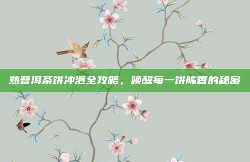 熟普洱茶饼冲泡全攻略，唤醒每一饼陈香的秘密