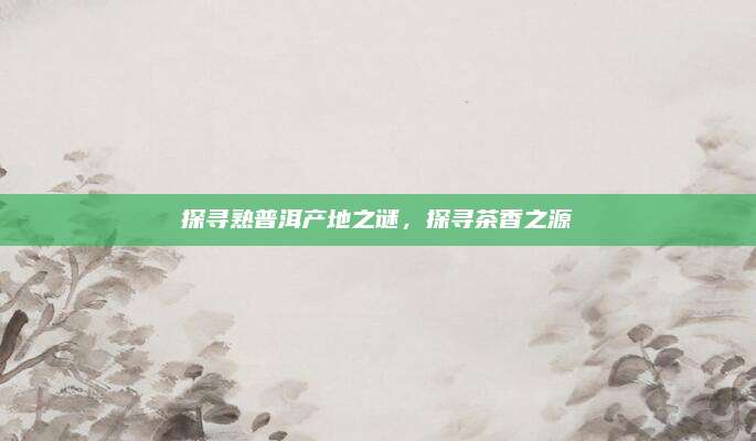 探寻熟普洱产地之谜，探寻茶香之源