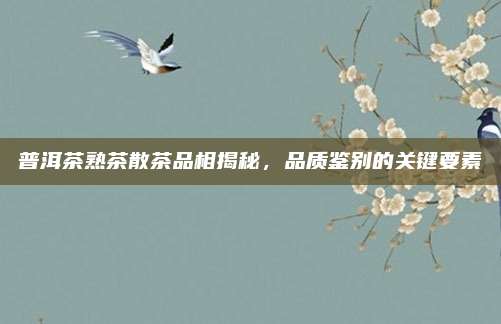 普洱茶熟茶散茶品相揭秘，品质鉴别的关键要素