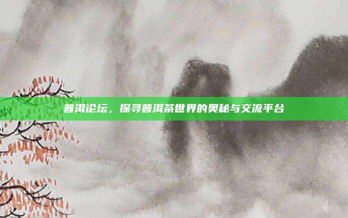普洱论坛，探寻普洱茶世界的奥秘与交流平台