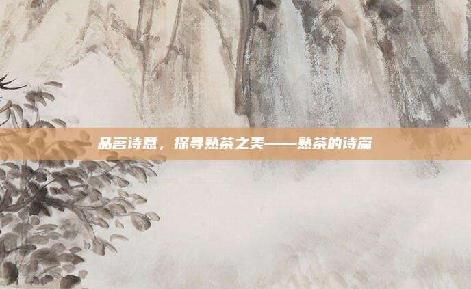 品茗诗意,探寻熟茶之美——熟茶的诗篇