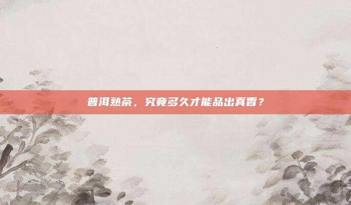 普洱熟茶,究竟多久才能品出真香?