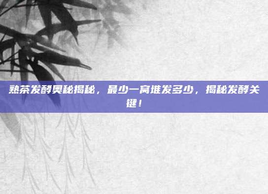 熟茶发酵奥秘揭秘,最少一窝堆发多少,揭秘发酵关键!