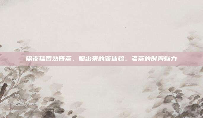 隔夜糯香熟普茶,喝出来的新体验,老茶的时尚魅力